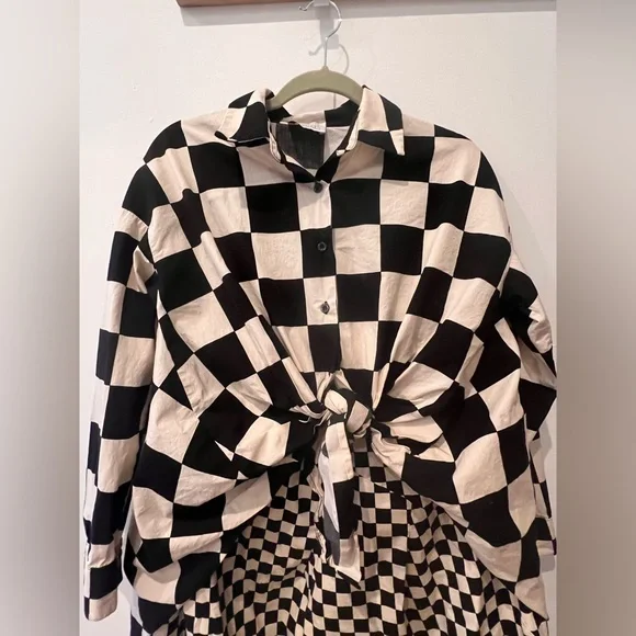 AQRL Checkered button down shirt and skirt - Picture 2 of 8